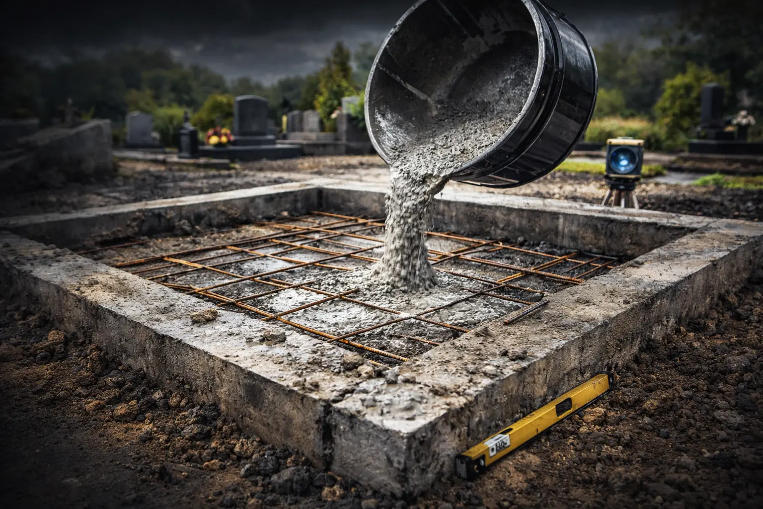 Pamatų liejimas kapavietėms su armatūra
